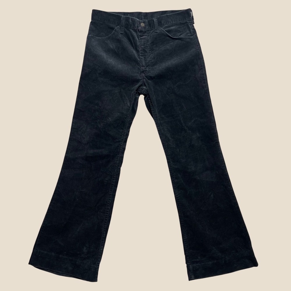 Vintage 70s Sedgefield Corduroy Bell Bottoms Black Made in USA Talon Zip 33x30